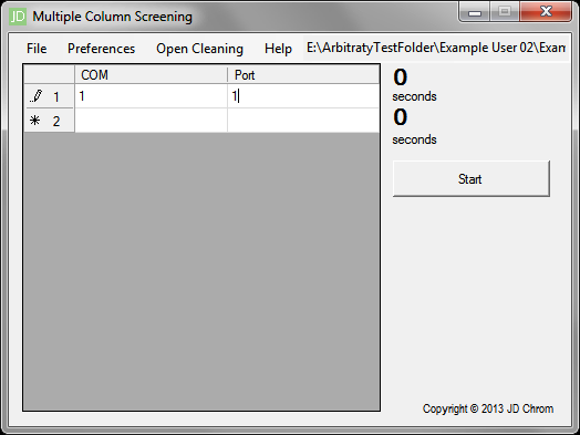 Screening run setup