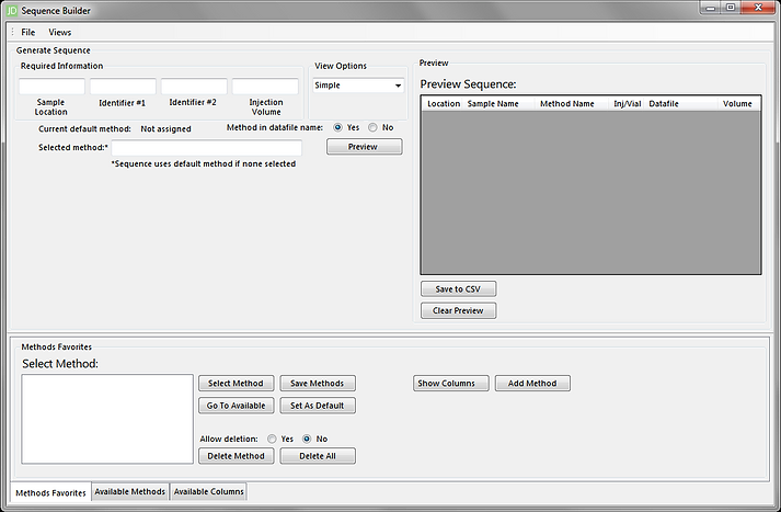 Selecting the Simple view in the Sequence Builder