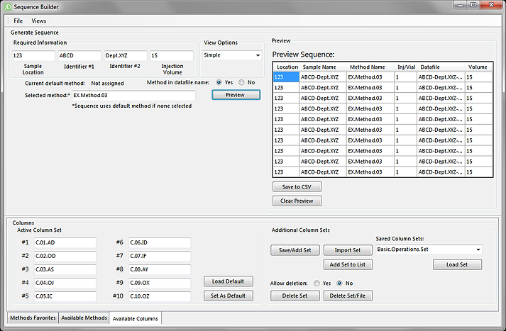 Previewing the generated sequence table